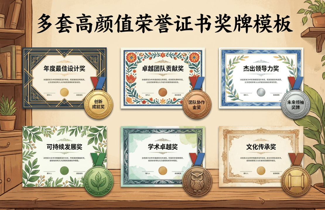 荣誉证书奖牌模板