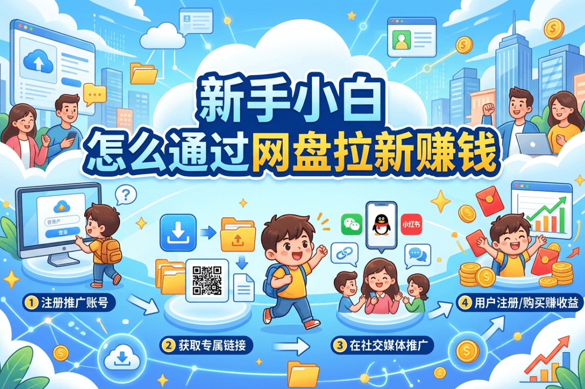 新手小白怎么通过网盘拉新赚钱？这篇文章给你全部讲清楚